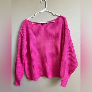 SHEIN oversized off the shoulder pink sweater Size M NWOT